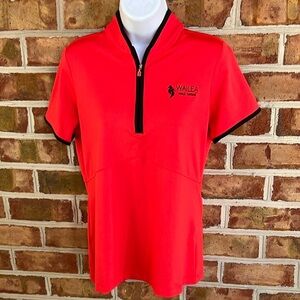 EP Wailea Golf Club Red Polo Top with black Collar and Zipper Maui Hawaii. Small